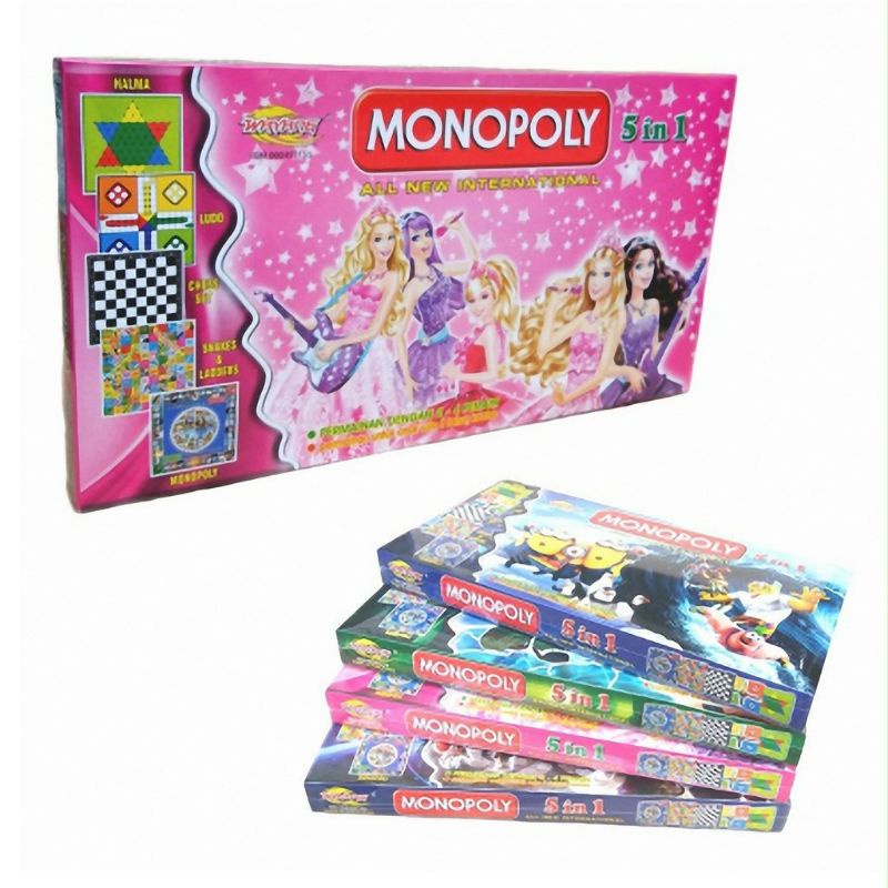 mainan monopoli 5 in 1 / monopoli halma Ludo catur ular tangga / monopoli internasional / mainan anak murah