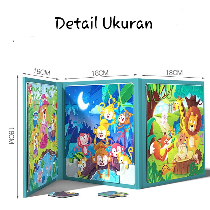 [tma] Buku Puzzle Magnet 3 in 1 Dengan 5 Step Variasi / Booklet Magnetic Puzzle 3 in 1 / Leveled Puzzle 5 Step / Mainan Anak Puzzle Magnet