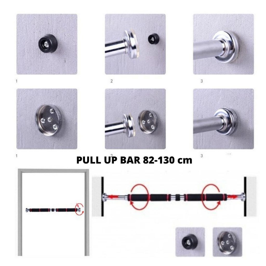 Tiang Latihan Fitness Pull Up Bar Pintu 62-100 &amp; 82-130cm 111140