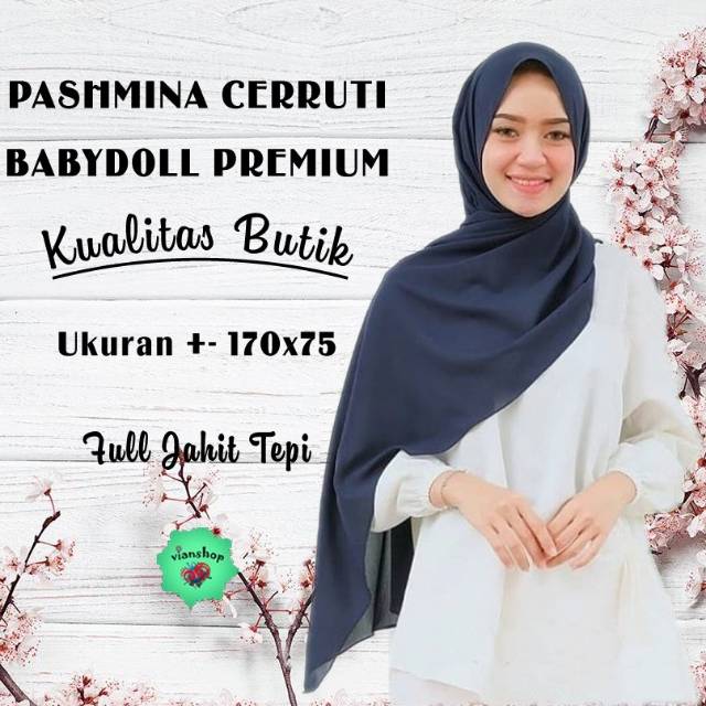hijab jilbab pasmina bahan ceruti babydoll size 175 x 75