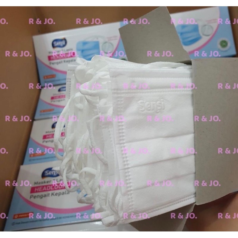 MASKERS SENSI HIJAB HEADLOOP ISI 40 pcs warna PUTIH