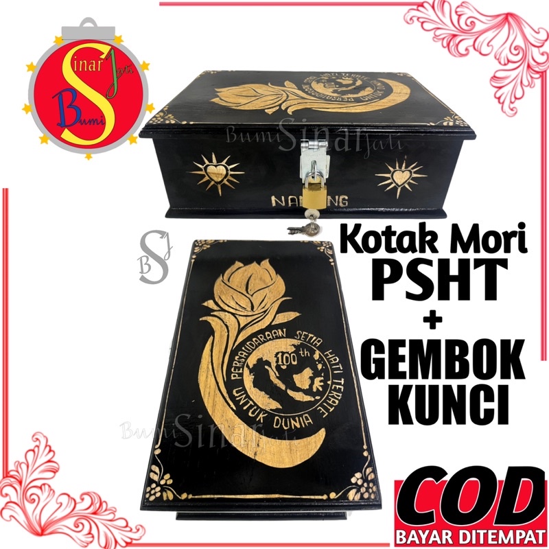 (COD) PROMO Kotak Mori PSHT Kayu Jati - Tempat Mori Psht Terate - Wadah Sabuk - Tempat Mori PSHT Uki