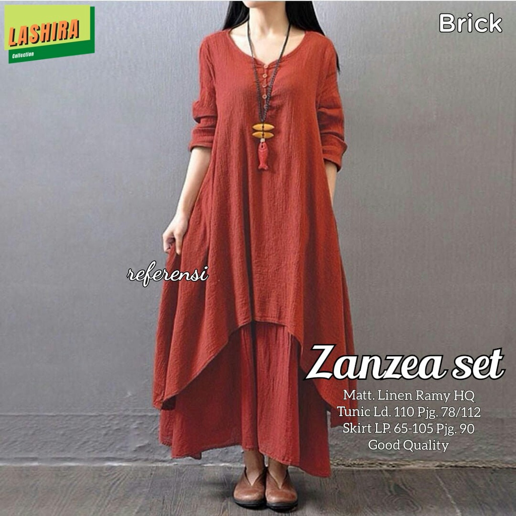 zanzea set stelan setelan 1set pakaian baju atasan tunik dress bawahan skrit rok pinggang karet polo