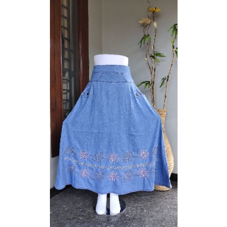 Rok Jeans Wanita / Rok Panjang Wanita / Rok Bordir / Rok Jeans Murah / Rok Cantik