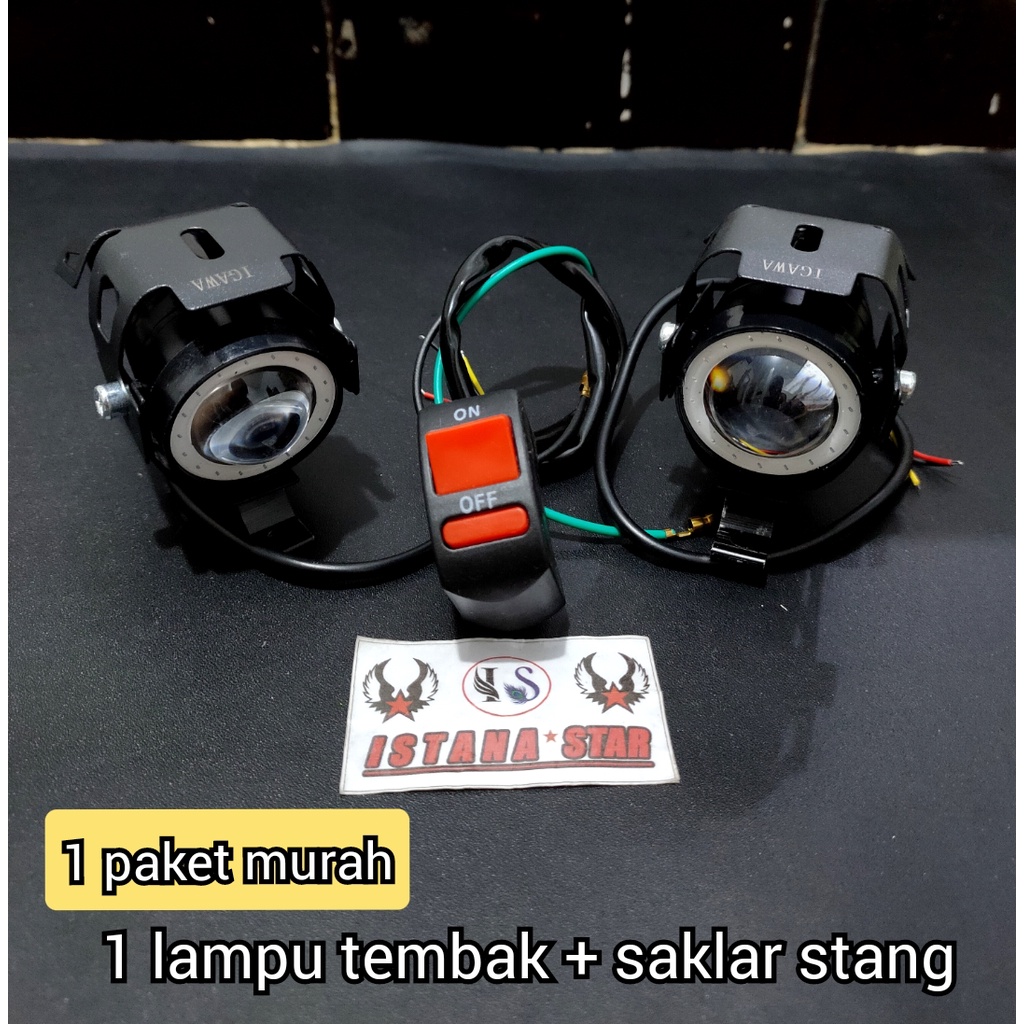 2 PCS Lampu tembak Sorot LED Cree Transformer U7 mini plus sklar stang