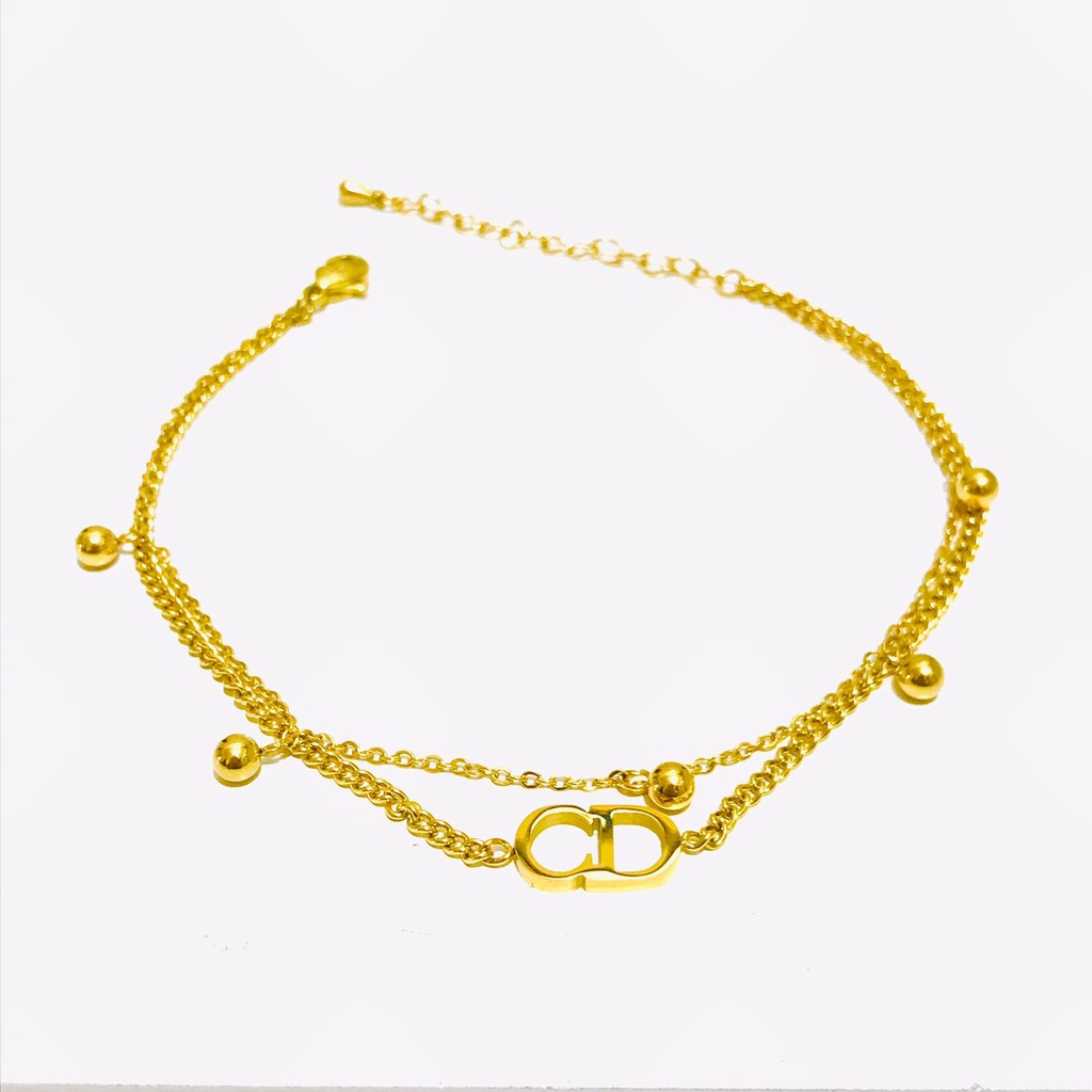 Gelang Rantai Titanium Kasual Wanita Lapis Emas Anti Karat GRP-67-26