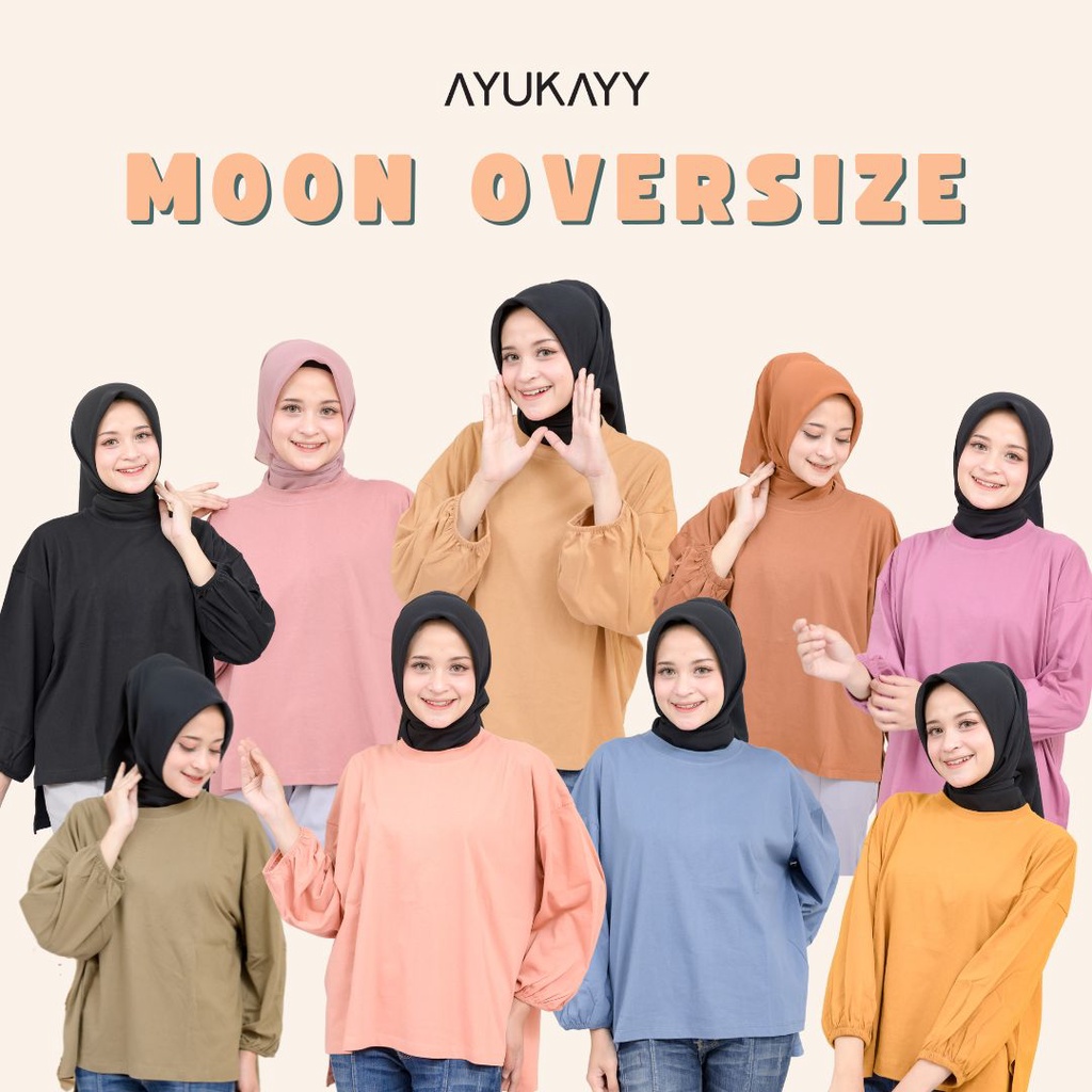 Top Ayukayy Oversized Tangan Balon Kaos Polos Wanita Jumbo