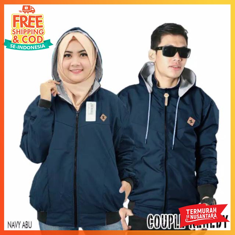 [BISA COD] Jaket Pria Wanita Jaket Parka Couple Pria Wanita Baju Couple Jaket Parasut Bolak Balik