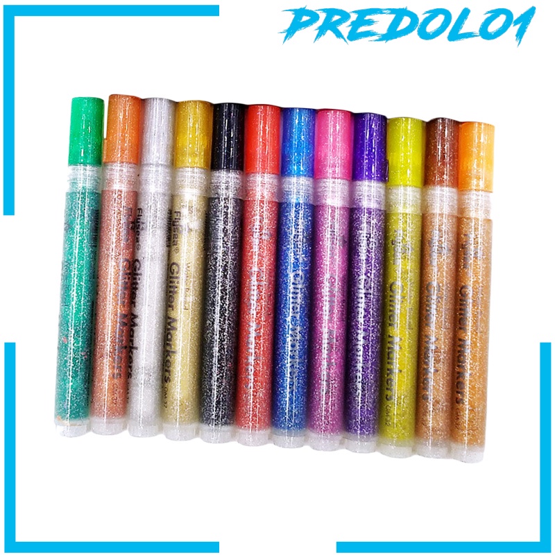 (Predolo1) 12pcs / Set Spidol Permanen Warna Metalik Glitter Untuk Kerajinan Tangan