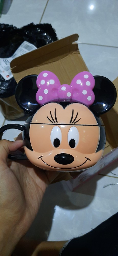 Mug Karakter Minnie Mouse, Mickey Mouse (250ml) Tempat Minum Anak Gelas Lucu Cangkir Plastik Hadiah