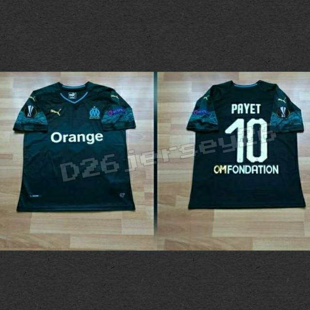 Jersey Olympique Marseille Away 2018 / 2019 OFFICIAL + Cetak nama Nameset PAYET 10 / Custom Font UEL