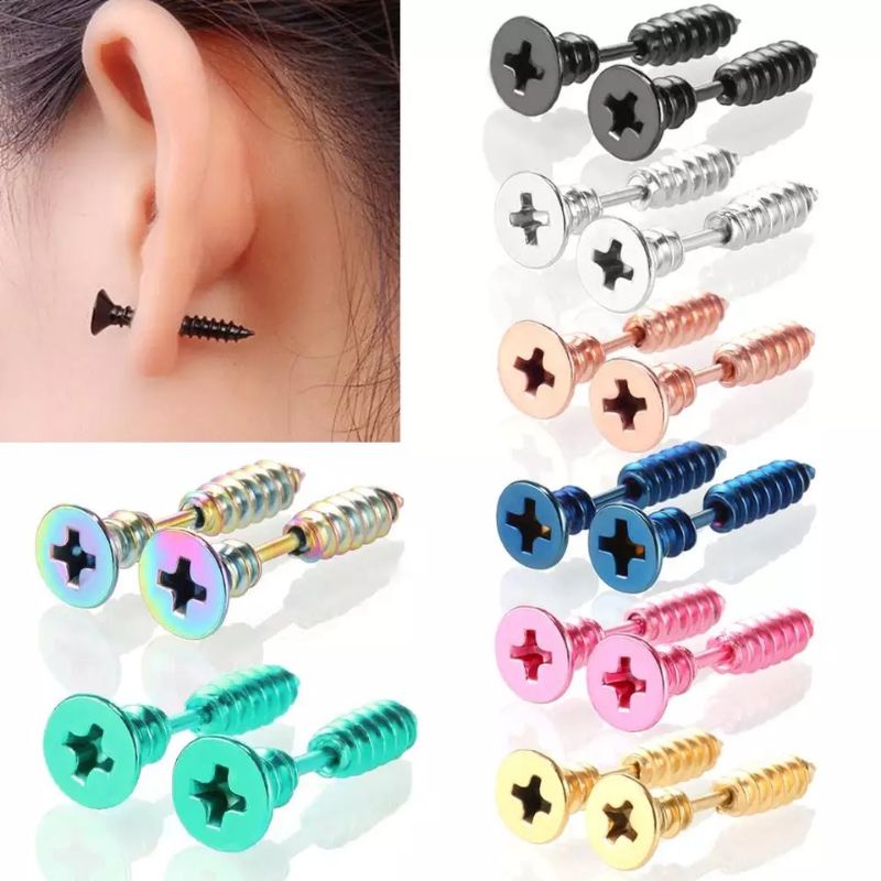 Anting Metal Anting Baut 1pcs Anting titanium Anti Karat Selamanya