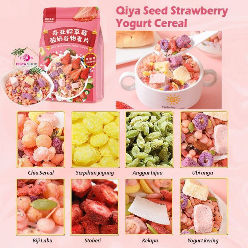 

QIYA SEED STRAWBERRY YOGURT CEREAL 400GR HALAL
