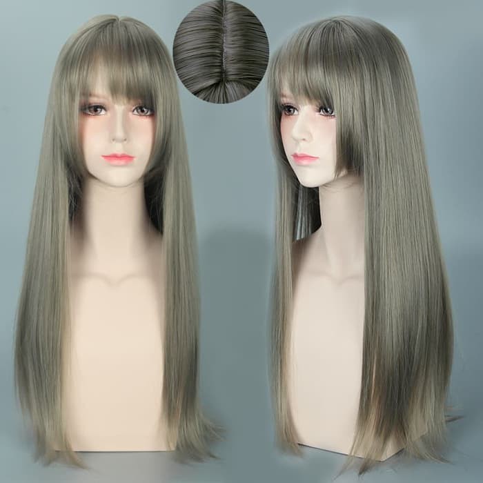 LOL-33 wig rambut palsu lolita cosplay harajuku daily ash gray linen