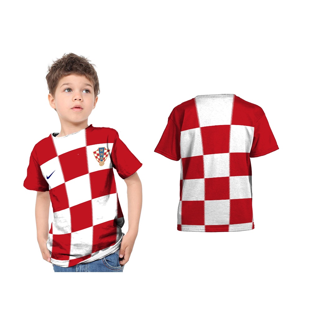 Kaos Baju T-shirt Anak Jersey Kroasia Fullprint - Kaos Anak Jersey Kroasia Murah Terbaru