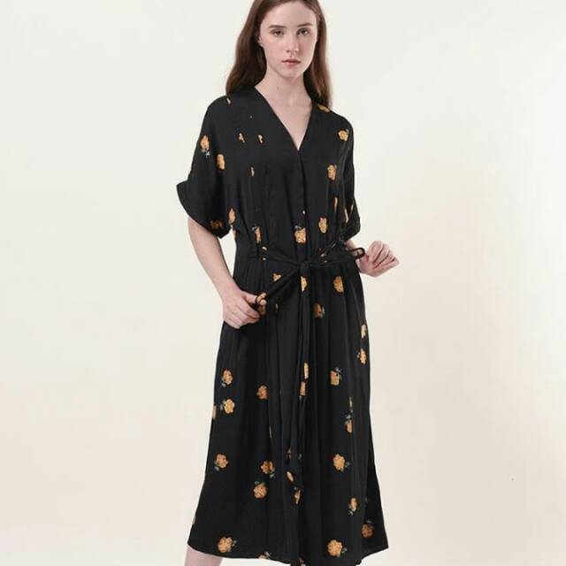 Dress Flower Black Unpeu Femme