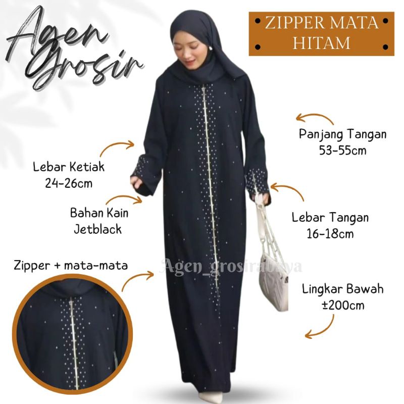 ABAYA ZIPPER MATA ABAYA PUTIH FASHION MUSLIM ABAYA HITAM DREES WANITA ABAYA TERMURAH