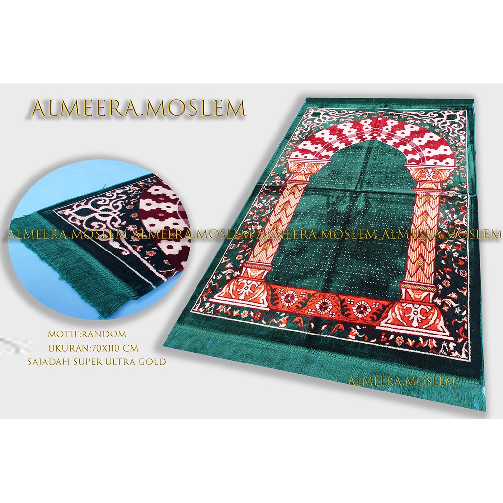 Sajadah Turkey Beludru Tebal Super Ultra Gold Perlengkapan Muslim By Almeera.Moslem