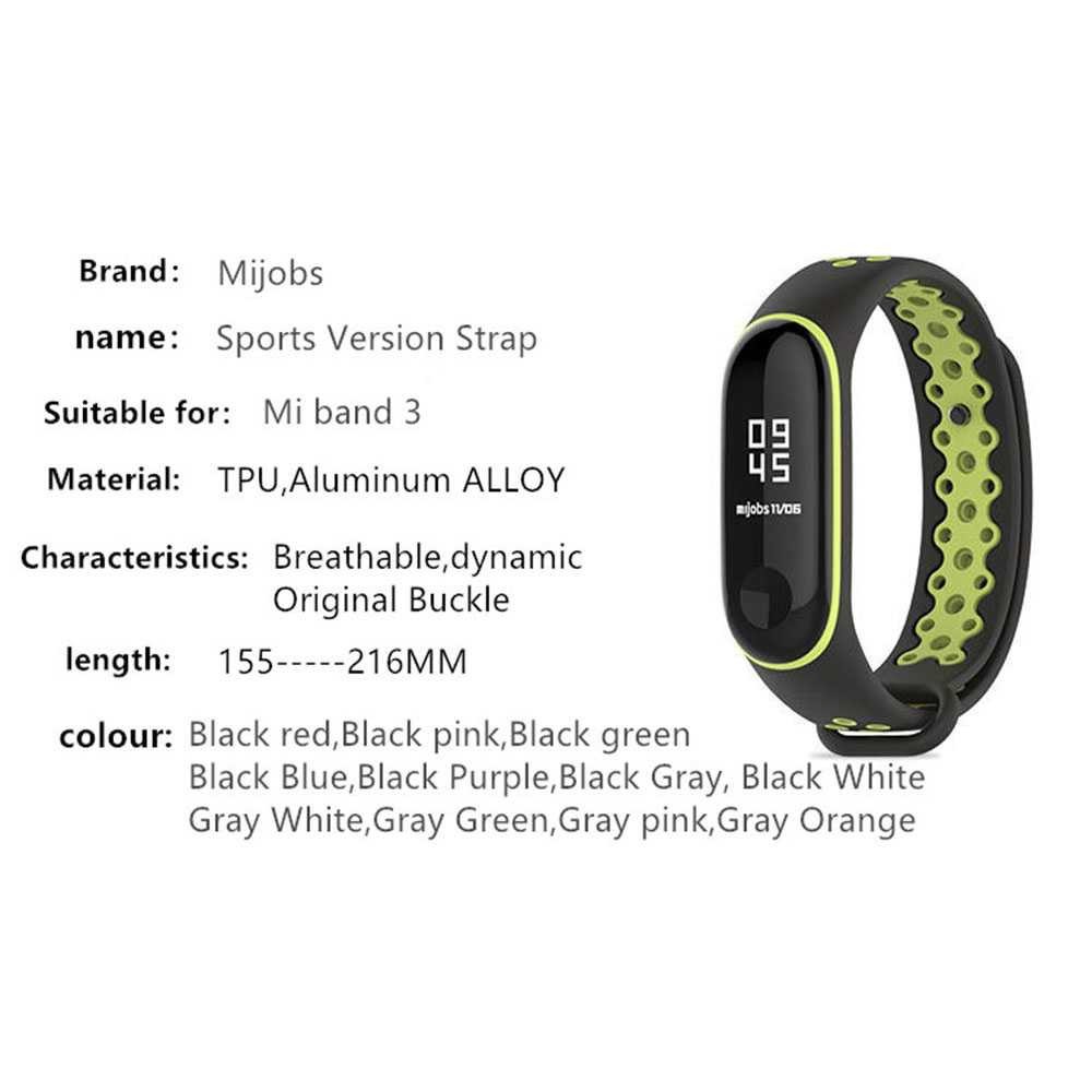 Bayar Ditempat Mijobs Sport Strap Watchband Breathable Silicone Xiaomi Mi Band 3/4