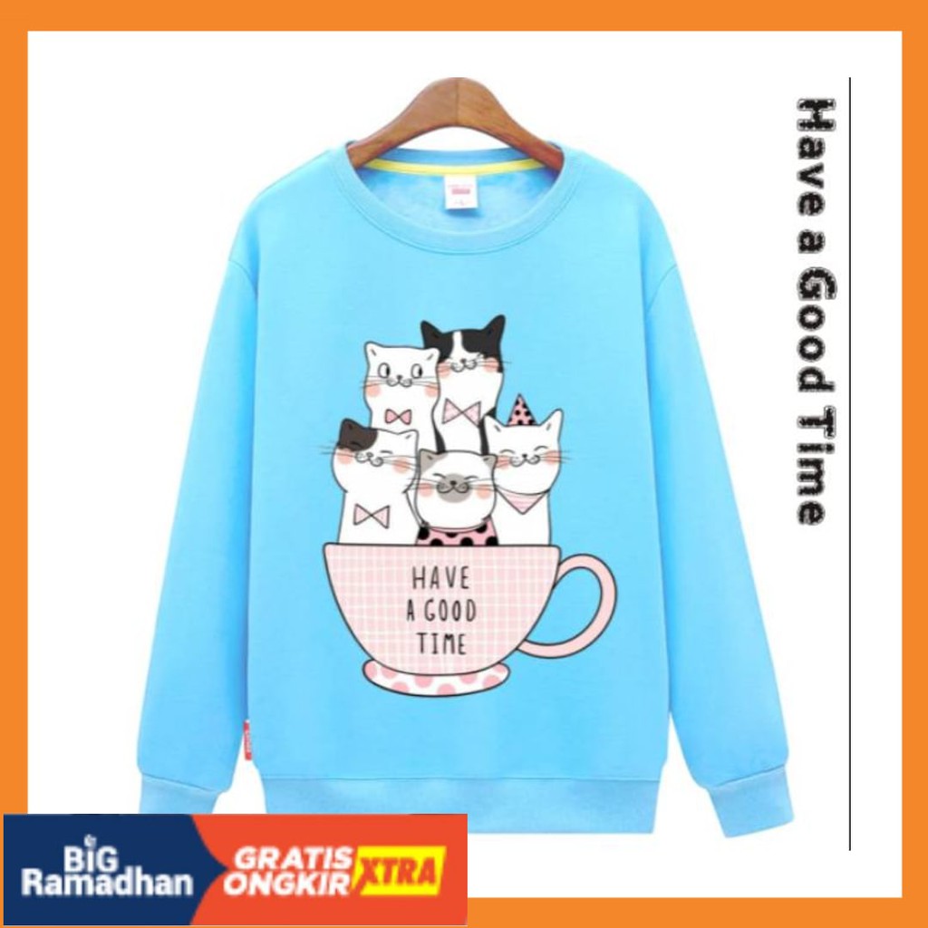 POLOS MOTIF MERAH PUTIH HITAM BIRU KUNING ASLI / SWEATER MURAH | HAVE A GOOD TIME | SWEATER WANITA