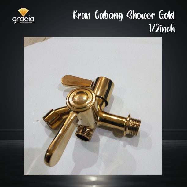 Kran Cabang Shower Keran Double Stainless Gold Kran Double Shower Series Gold