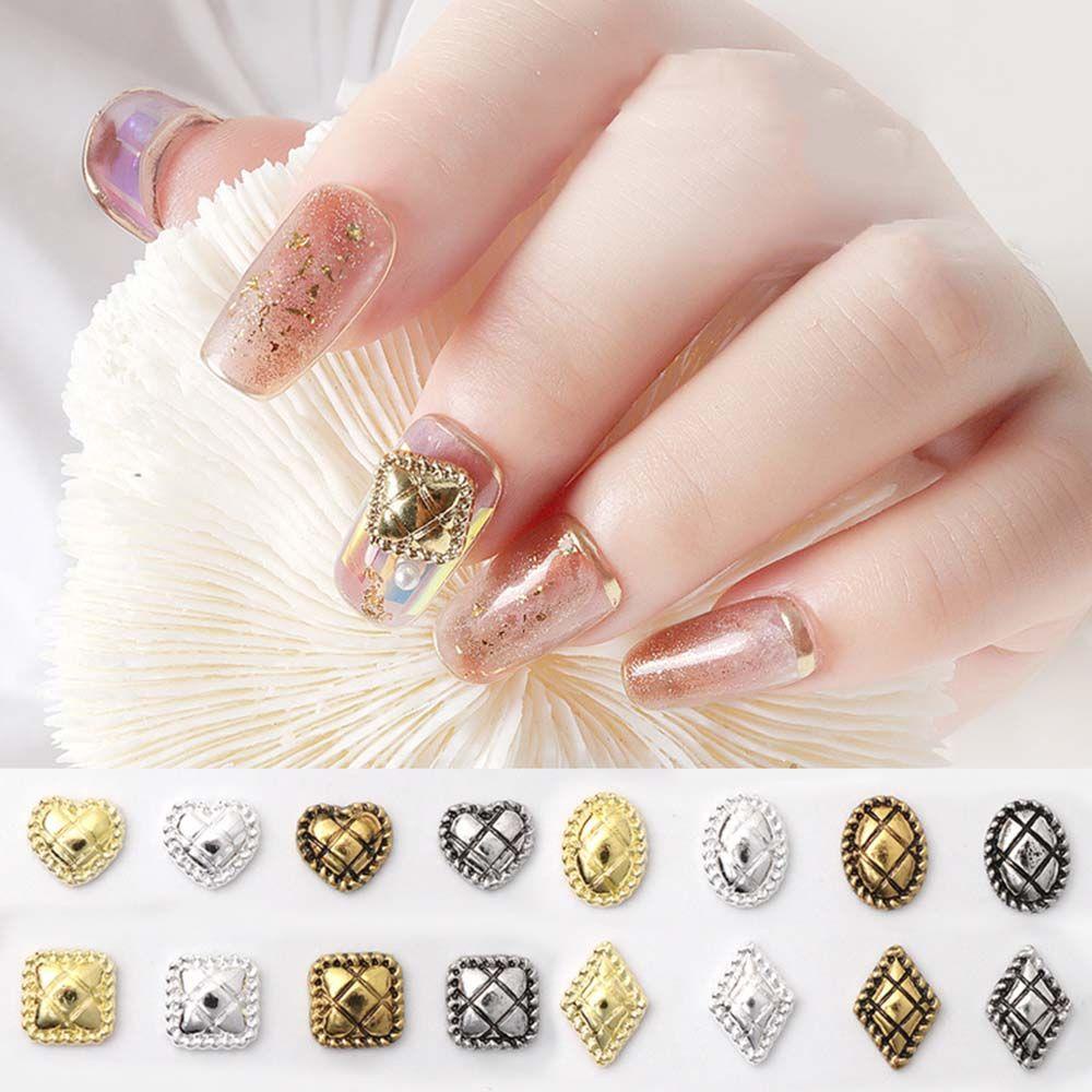 Mxbeauty Grid Nail Art Perhiasan Gaya Klasik Retro Pesona Belah Ketupat Square DIY Nail Art Aksesoris