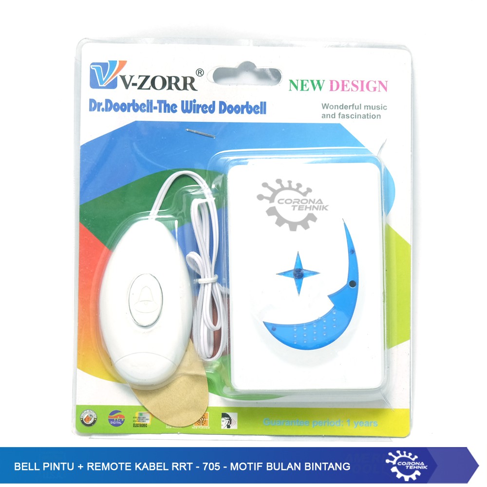 Bell Pintu + Remote Kabel RRT - 705 - Motif Bulan Bintang
