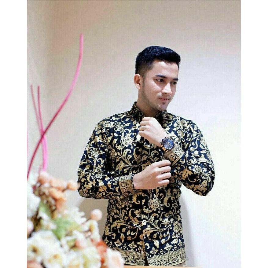 BAJU KEMEJA BATIK PRADA SLIM FIT PRIA LENGAN PANJANG KUALITAS MALL