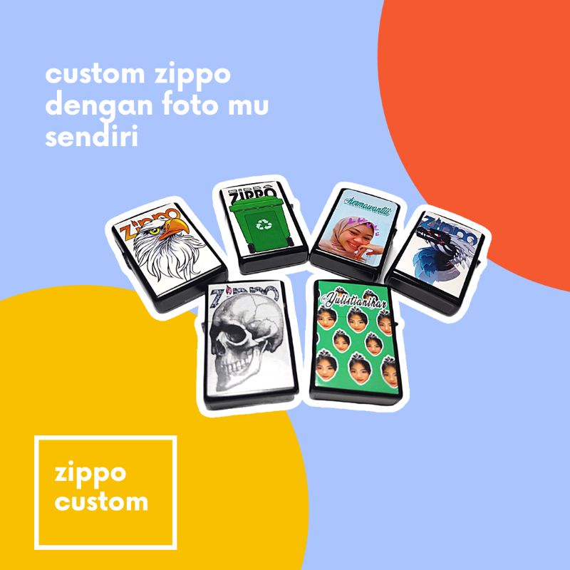 [Bisa COD] [No PO] Korek ZIPPO Custom Korek Api Zippo Gambar Unik Murah Gambar/Foto bebas sesuai permintaan