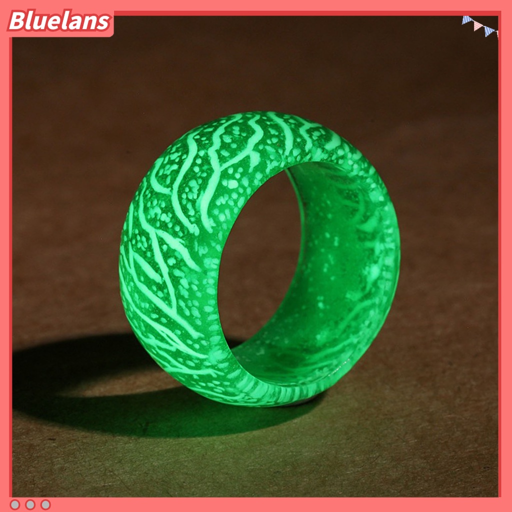 Bluelans Cincin Luminous Glow In The Dark Motif Retak Untuk Unisex