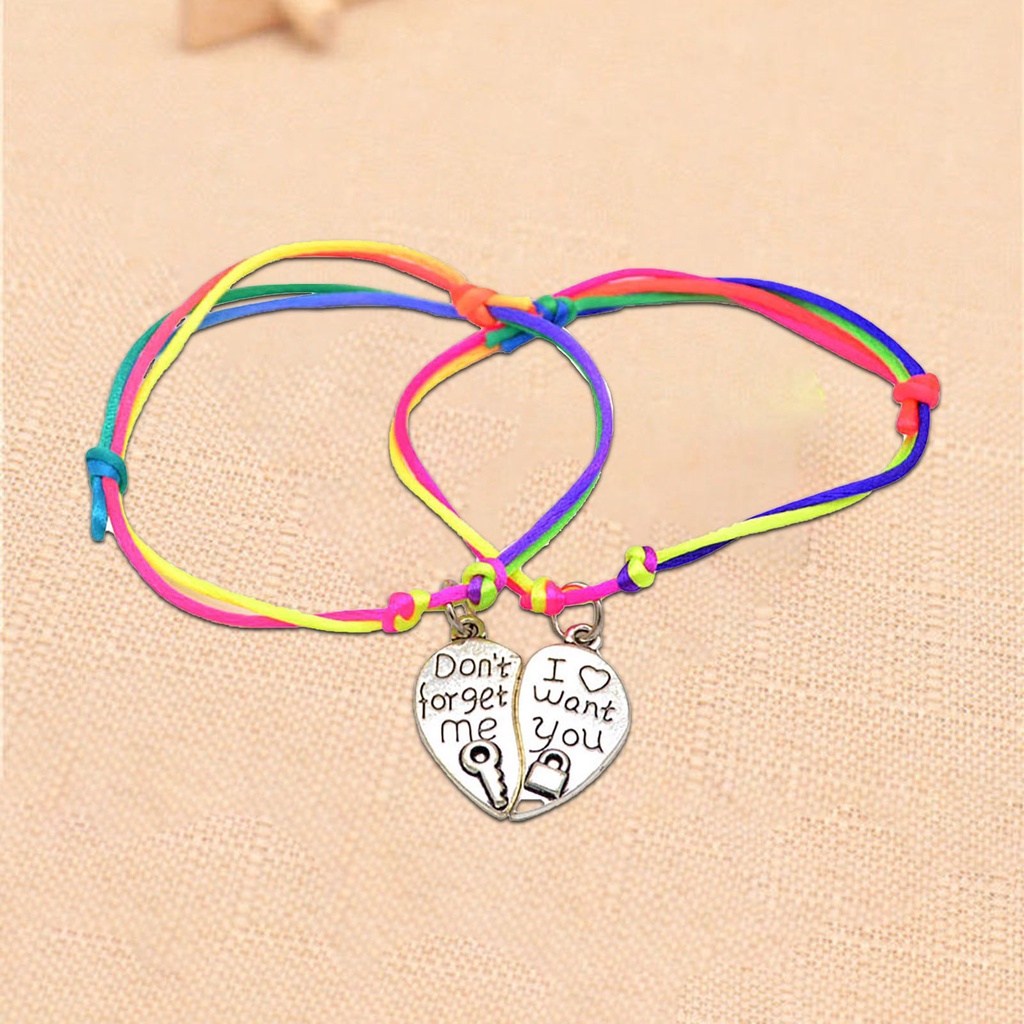 Hu Hu Hu Hu Hu Alat Bantu Pasang Kacamata♡ Gelang Persahabatan Wanita Bandul Desain Kombinasi Hatiukir Tulisan BFF Best Friend Untuk Hadiah