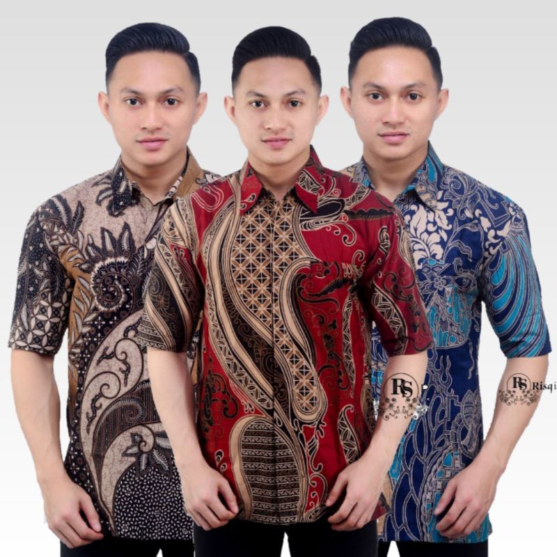 022 Zahira Batik HRB026 Kenongo Hem Kemeja Batik Pria Lengan Pendek  Katun Primis Halus M L XL