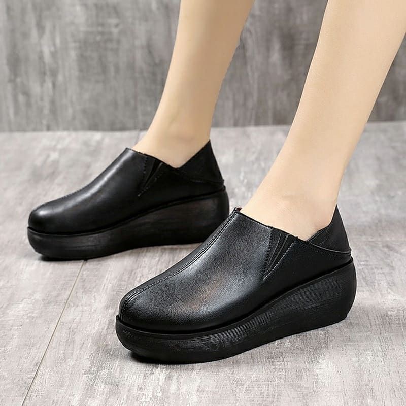 sepatu wedges wanita import kulit super lembut tipe 1792