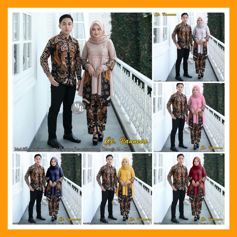 COUPLE VANNESA MUTIARA SELENDANG KEMEJA PANJANG BATIK PRIA