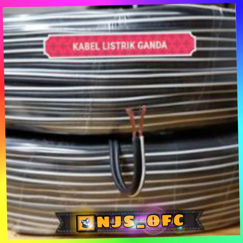 (PER METER) KABEL LISTRIK SERABUT DOUBLE 2x18 SERABUT (hitam-putih) HARGA PER METER