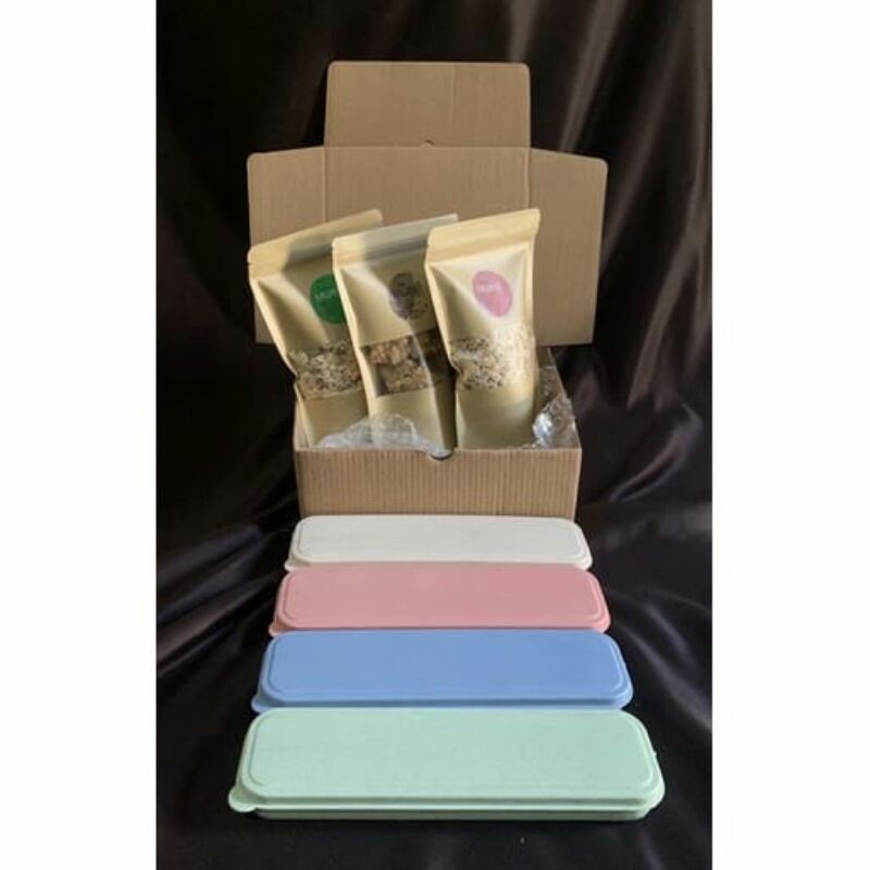 hello - muesli by tj hampers set gift healthy breakfast package of 3 with utensils hantaran hampers 