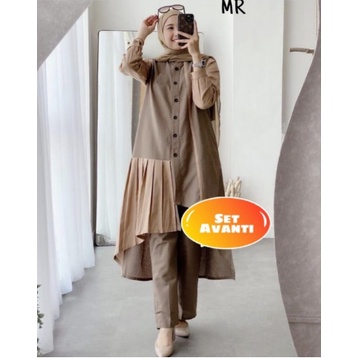 SETELAN MR TUNIK SET AVANTI BUSUI WANITA LONG TUNIK SET MOSCREPE SETELAN KEKINIAN 2021 MODIS REMAJA
