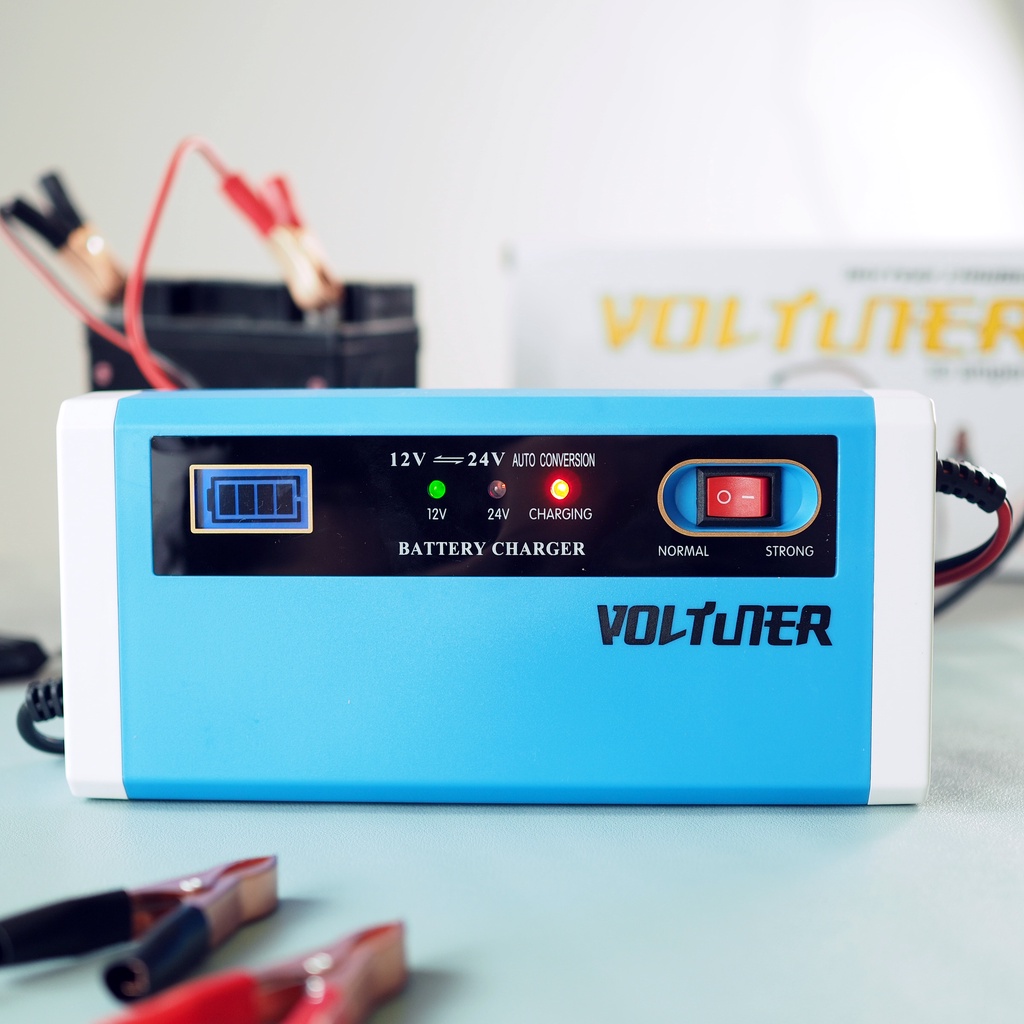 Voltuner Cas Aki Charger Aki 12 v dan 24 v 10 ampere PURE dan Original Brand