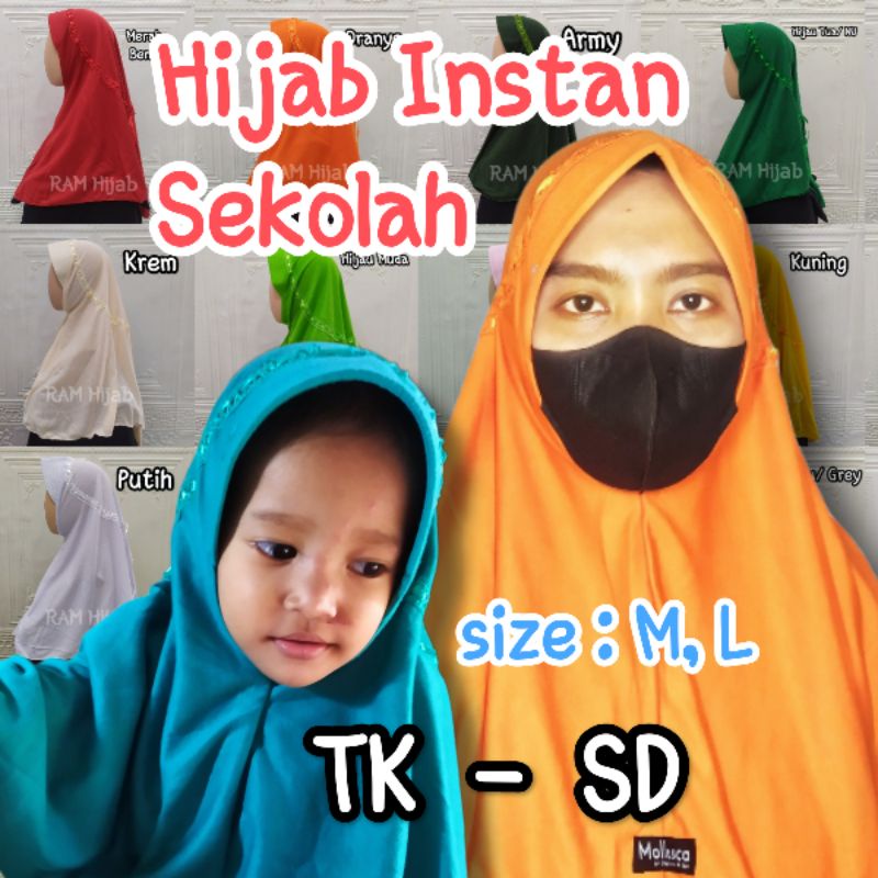 mollusca hijab kerudung jilbab bergo  anak sekolah TK SD paud smp