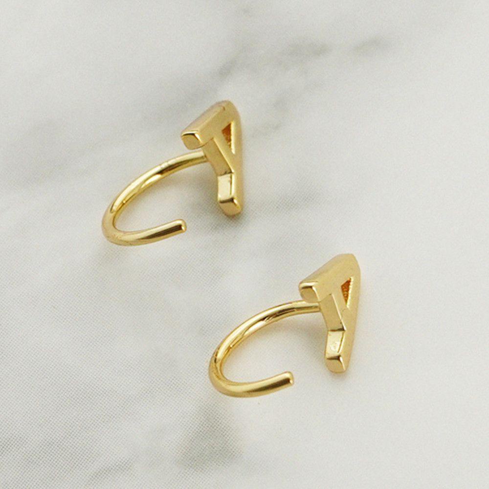 Solighter Stud Earrings DIY Kepribadian Mungil A-Z Huruf Tembaga Anting Nama Sederhana