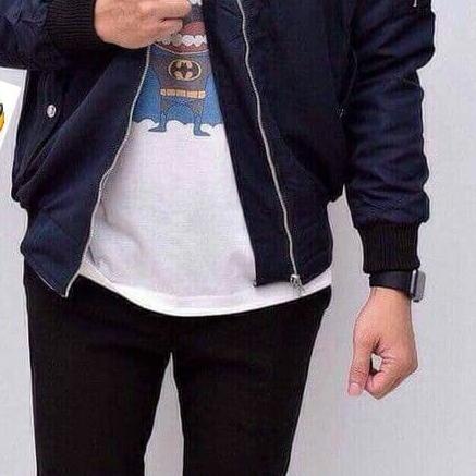 ➽ Jaket Pria Panjang Santai Keren Unik Bolak Balik Ori X4K5 Kerah Kekinian Denim Bomber Anti Air Imp