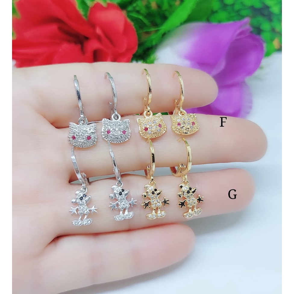 Anting-anting anak permata lapis emas perhiasan fashion d-h