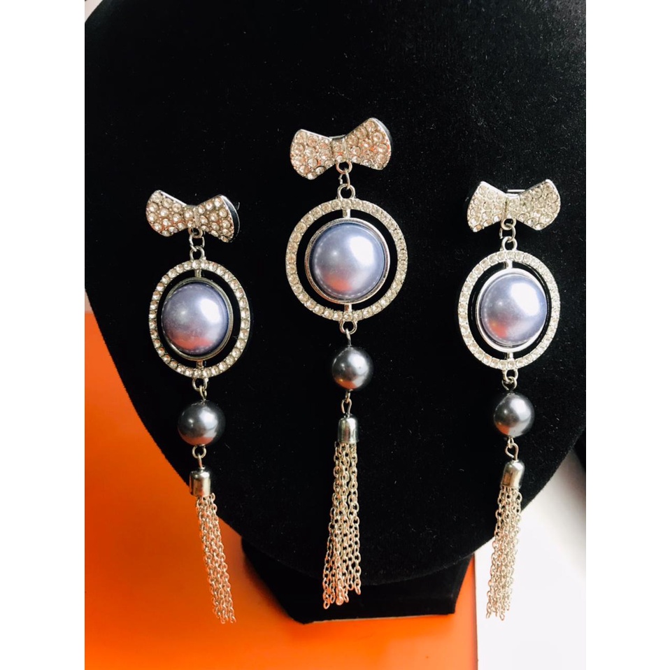 [TERBARU] Bros juntai mutiara model terbaru silver KODE 007 / Bros hijab / Bros dagu-1