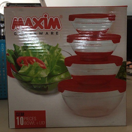 maxim glassware/mangkok kaca+tutup 5 susun