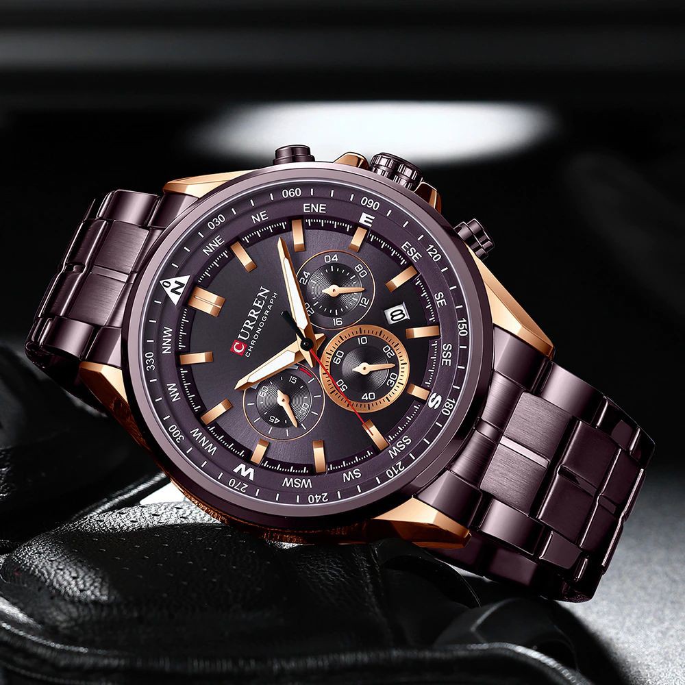 CURREN 8399 Jam Tangan Pria Analog Stainless Steel Chronograph Aktif Luminous Hand WATCHKITE WKOS