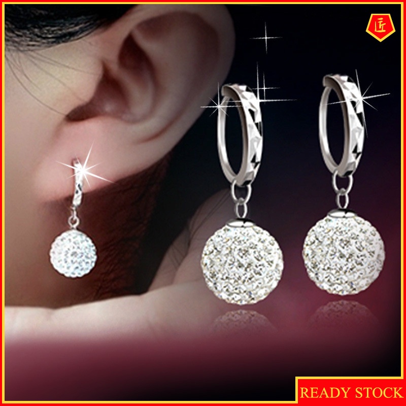 [Ready Stock]Fashion Personality Silver Full-Jeweled Stud Earrings