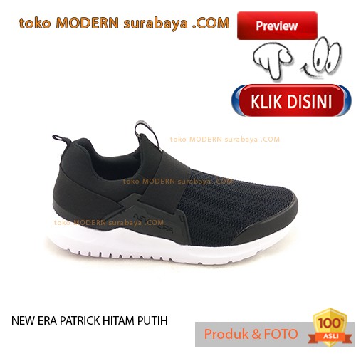 NEW ERA PATRICK HITAM PUTIH sepatu pria casual slip on