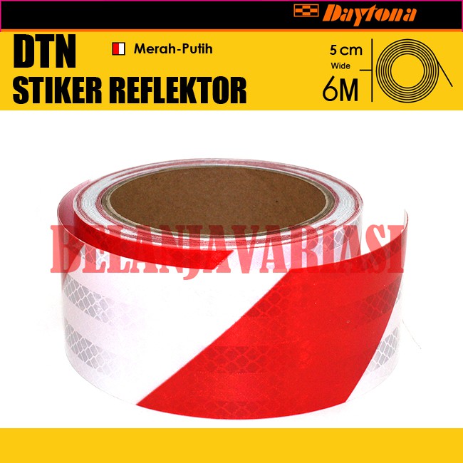 

Reflective Tape RED WHITE Stiker Reflector Merah Putih 5CM x 6M