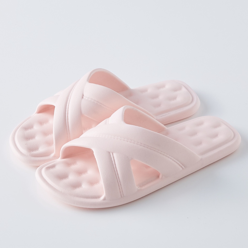 MINISO Sandal Kamar Mandi Sendal Selop Polos Model Cross Comfortable Nyaman Dewasa Non Slip Indoor-37-38 pink