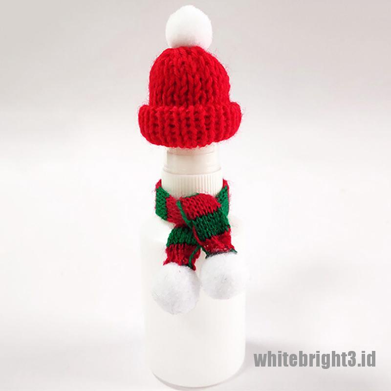 (white3) Miniatur Topi Natal + Syal Skala 1 / 6 1 / 12 Untuk Aksesoris Rumah Boneka